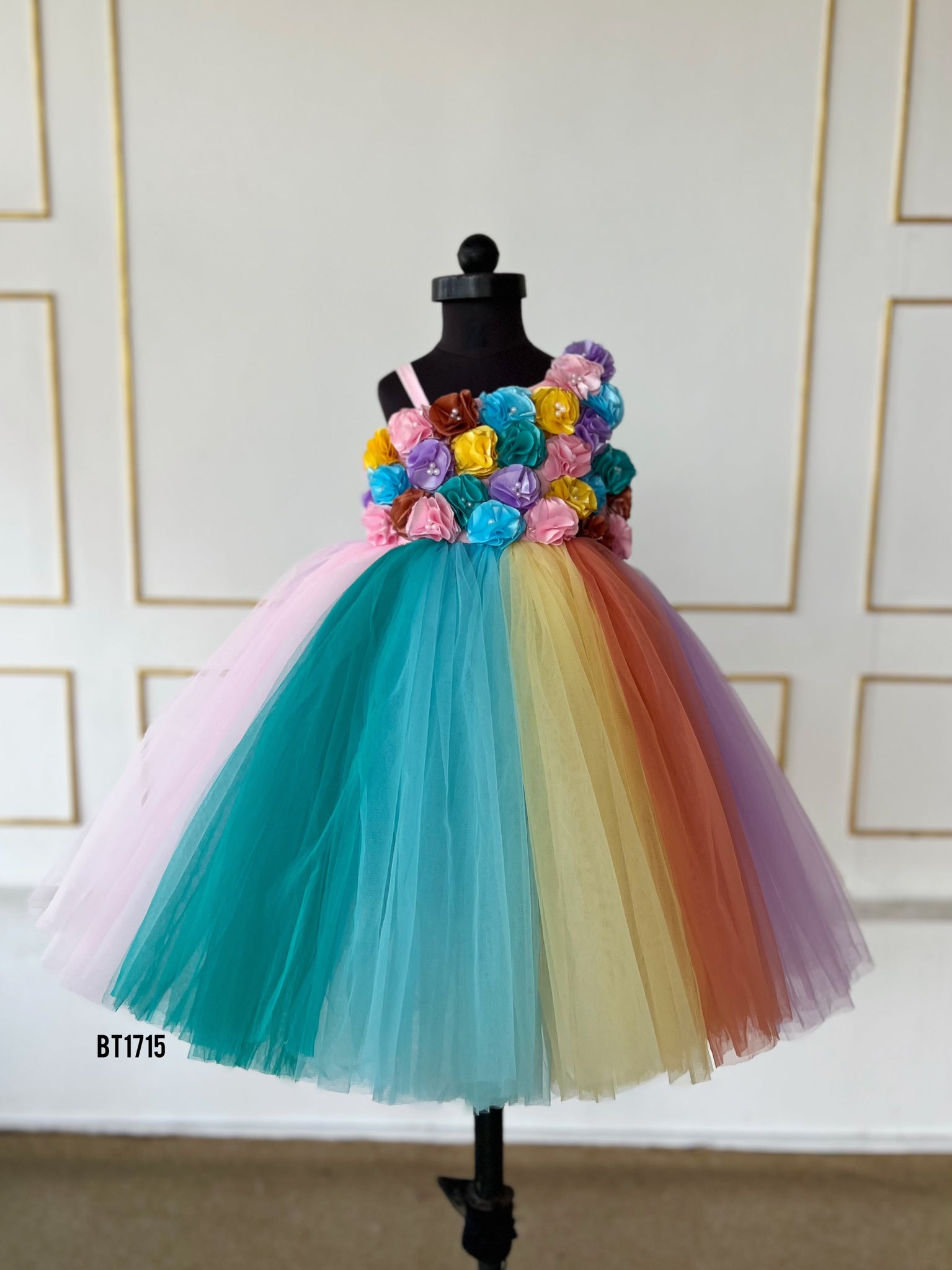 Dark Rabba Rainbow Color Pure Organza Printed Anarkali Gown – Organza Mall