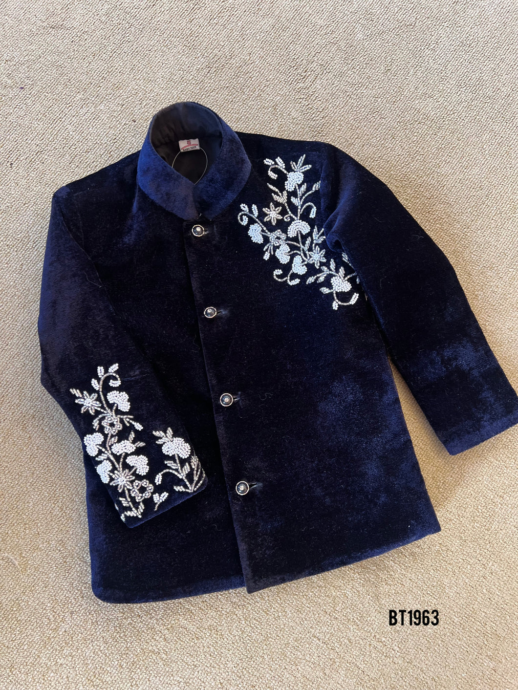 BT1963 Luxurious Navy Blue Baby Jacket – Perfect for Special Occasions