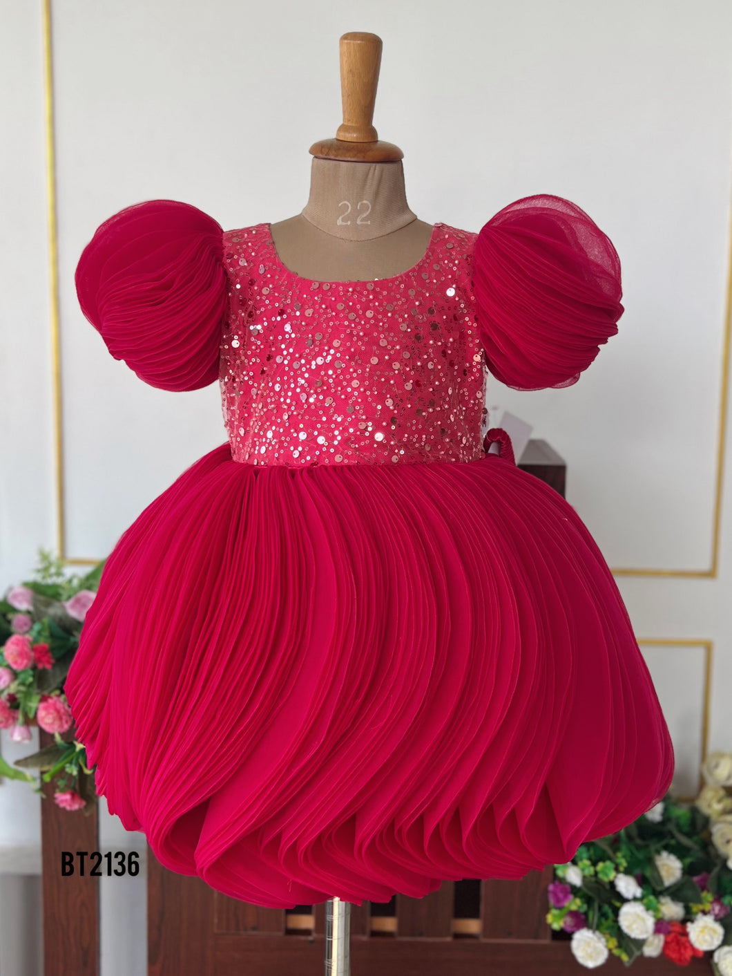 BT2136  Radiant Ruby Pumpkin Party Dress ✨❤️