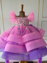 Load image into Gallery viewer, Sparkling Pink and Purple Party Dress for Baby Girls
