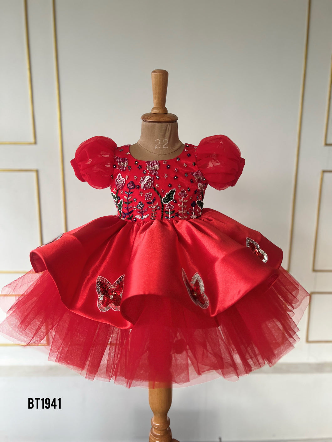 BT1941 Enchanting Red Butterfly Baby Dress