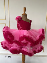 Load image into Gallery viewer, BT1942 Radiant Pink Ruffle Party Dress for Baby Girls
