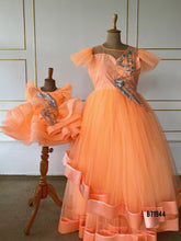 Load image into Gallery viewer, BT1944 Elegant Orange Mom-Baby Dress Set
