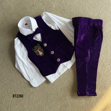 Load image into Gallery viewer, BT2260 🎩🦉 Dapper Owl Charm – Classic Velvet Suit for Little Gentlemen ✨
