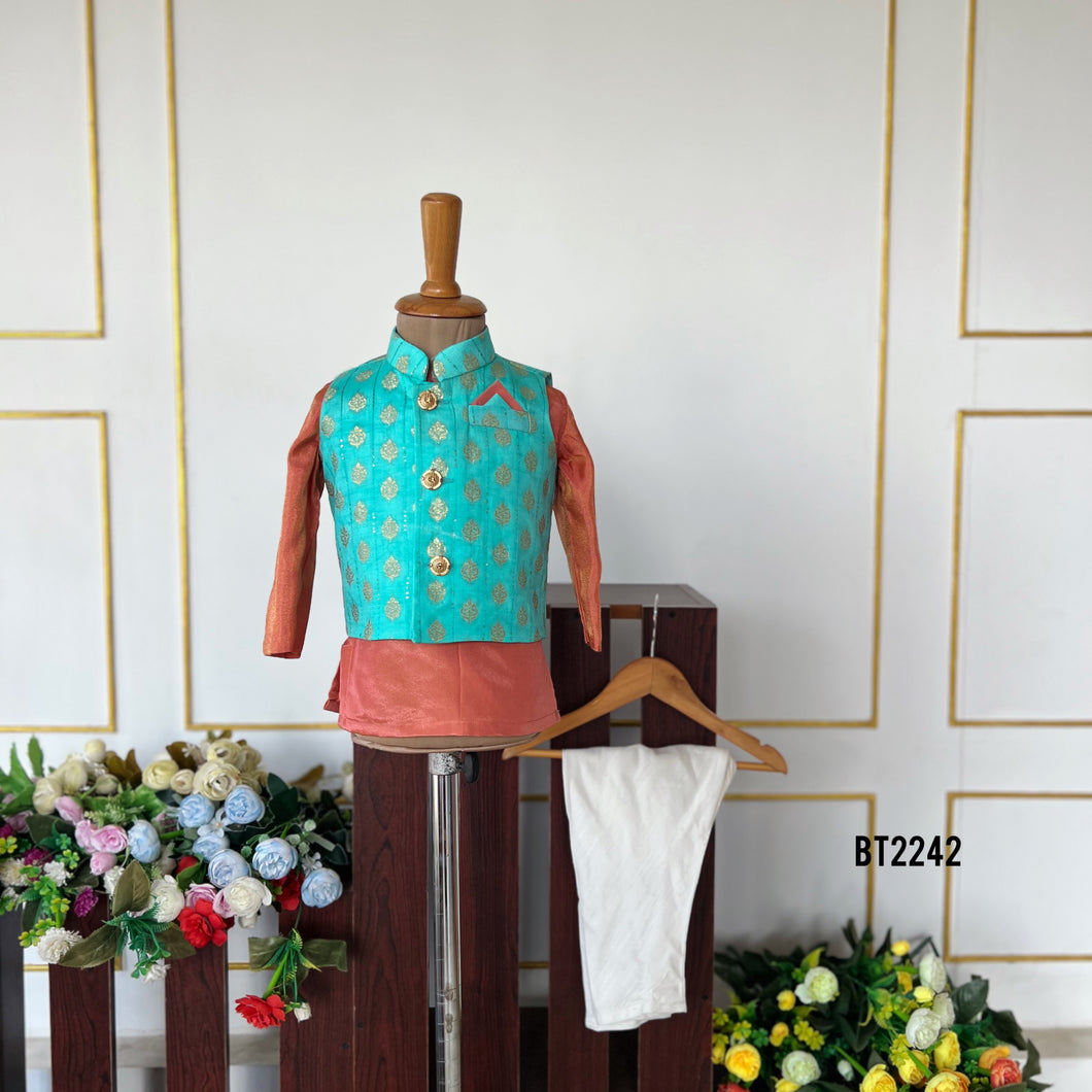 BT2242 🕌 Regal Ethnic Charm – The Ultimate Festive Look for Your Little Prince! ✨👑