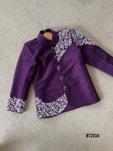 Load image into Gallery viewer, BT2034 ✨ Regal Purple Embroidered Sherwani for Dashing Little Royals ✨
