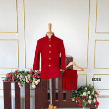 Load image into Gallery viewer, BT2316 ❤️ Regal Red Sherwani – A Royal Statement for Your Prince! 👑✨
