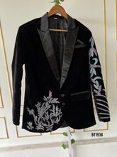 Load image into Gallery viewer, BT1938 Dazzling Black Party Blazer with Embroidered Details
