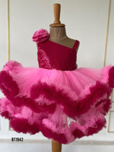 Load image into Gallery viewer, BT1942 Radiant Pink Ruffle Party Dress for Baby Girls
