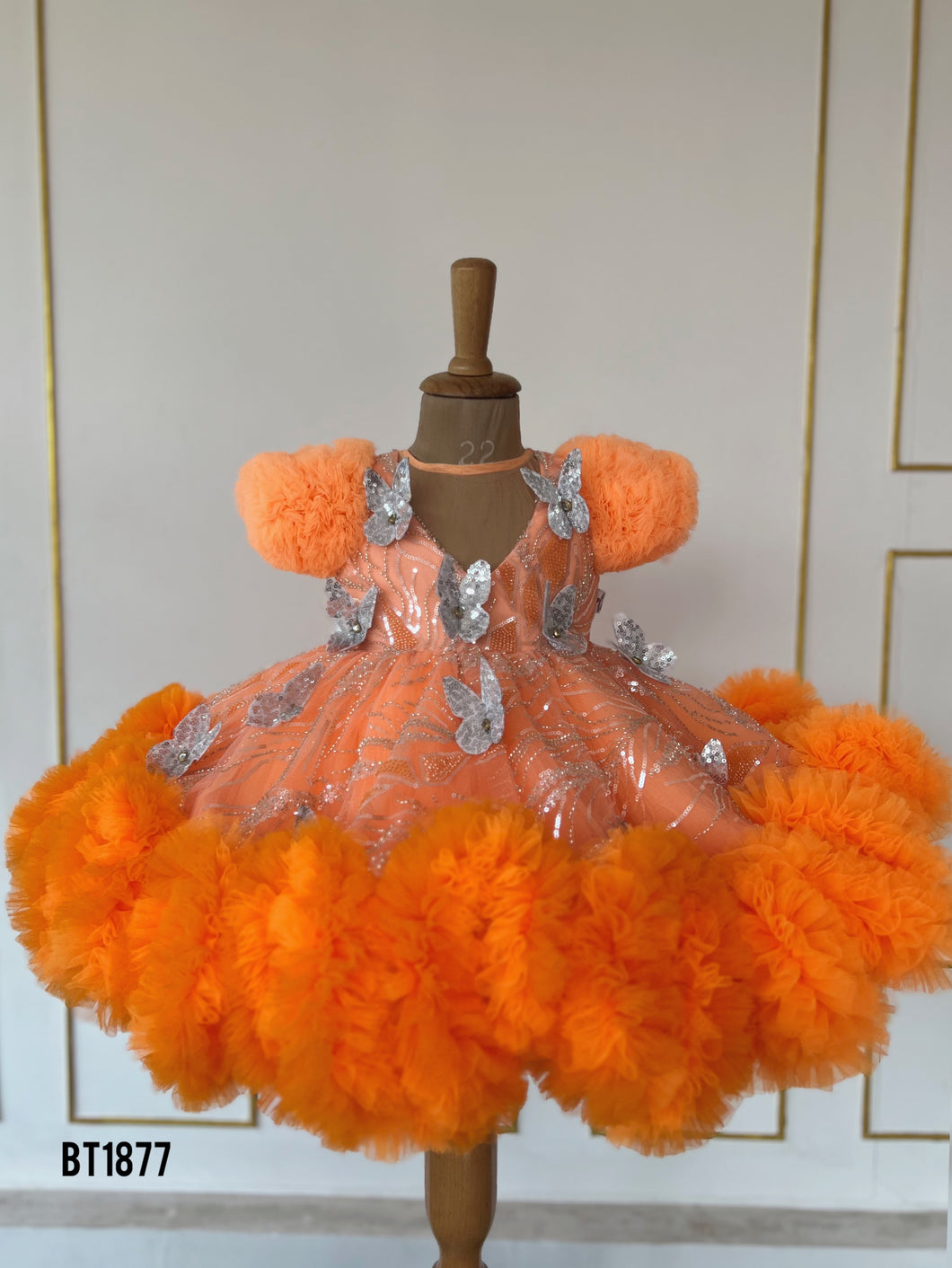 BT1877 Sunset Charm - Fluffy Orange Party Dress