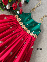 Load image into Gallery viewer, BT1763 Emerald and Ruby Floral Gala Ethnic Party Dress
