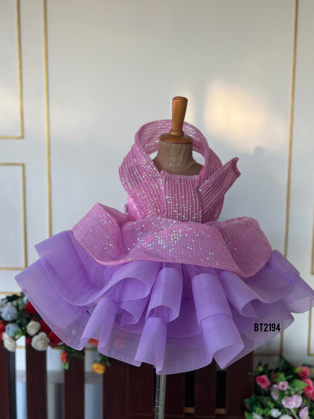 BT2194 Pink Lavender Dream: Perfect Gown for Your Baby’s Big Day 🌸✨