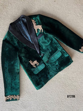 Load image into Gallery viewer, BT2196 Forest Charm Velvet Blazer: A Dashing Look for Your Little Gentleman 🌲🦌
