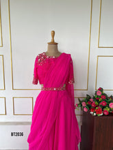 Load image into Gallery viewer, BT2036 Glamorous Fuchsia Saree Gown for Moms 💖✨
