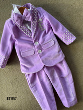 Load image into Gallery viewer, BT1957 Charming Lilac Pearl-Studded Suit for Baby Boys
