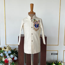Load image into Gallery viewer, BT2240 👑 Imperial Ivory Krishna Theme Sherwani – The Essence of Timeless Royalty! 🤵✨
