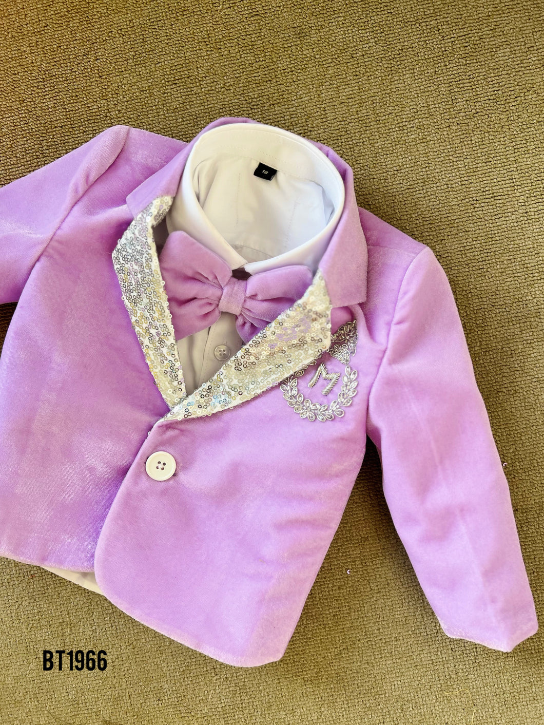 BT1966 Adorable Lilac Baby Party Suit – Perfect for Special Occasions