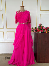 Load image into Gallery viewer, BT2036 Glamorous Fuchsia Saree Gown for Moms 💖✨
