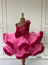 Load image into Gallery viewer, BT1942 Radiant Pink Ruffle Party Dress for Baby Girls
