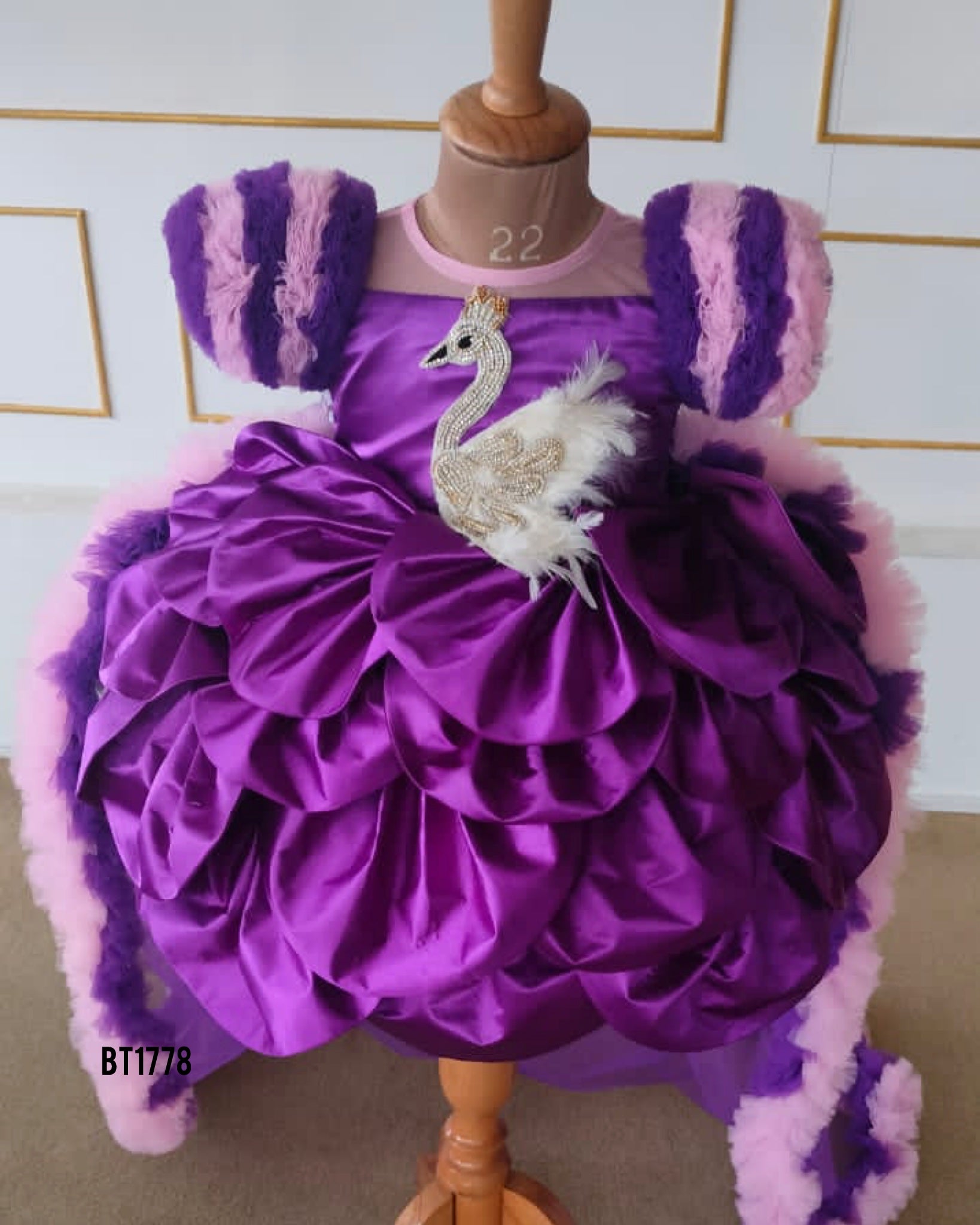 BT1778 Royal Ruffles Majestic Purple Peacock Party Dress