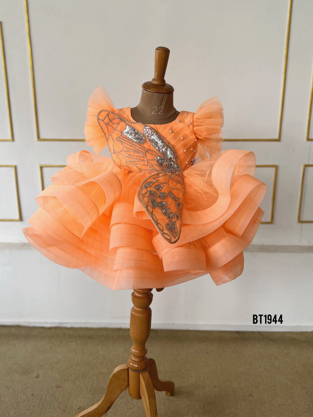 BT1944 Butterfly Dreams Orange Baby Dress