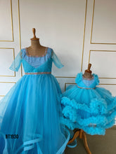 Load image into Gallery viewer, BT1930 Enchanting Blue Mom-Baby Matching Dresses
