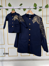 Load image into Gallery viewer, BT1994 Roar in Style: Majestic Navy Kurta for Father &amp; Son
