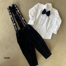 Load image into Gallery viewer, BT2263 🎩✨ Vintage Royalty – Classic Velvet Suspender Suit for Little Gentlemen 🤵💎
