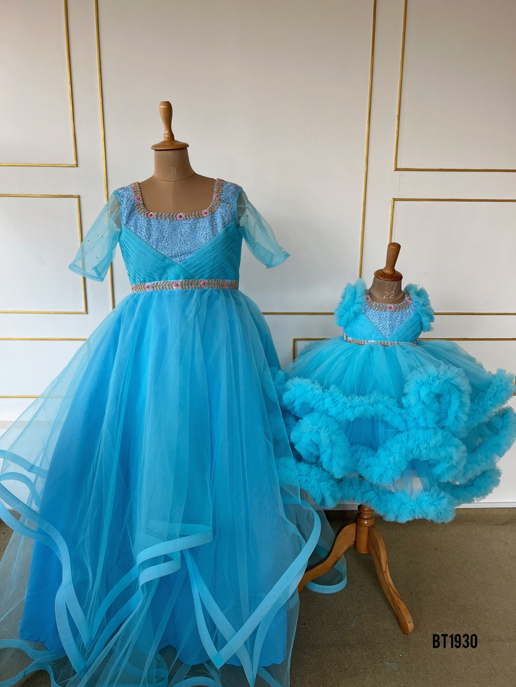 BT1930 Enchanting Blue Mom-Baby Matching Dresses