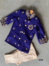 Load image into Gallery viewer, BT1999 👑Royal Blue Sherwani – Perfect for Your Little Prince&#39;s Celebrations! 💫
