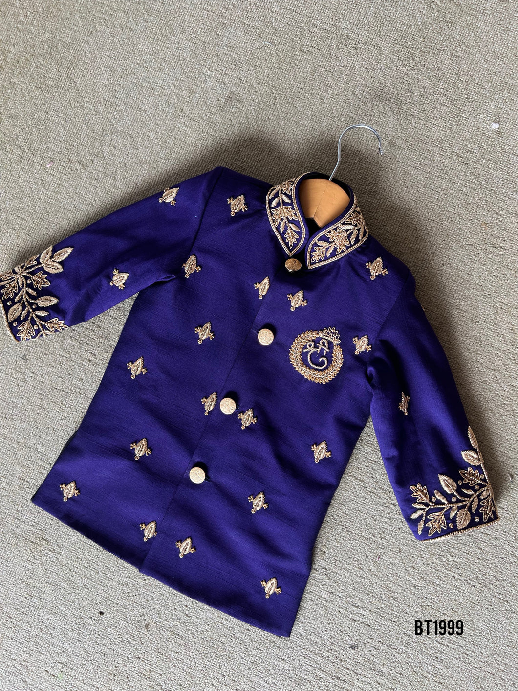 BT1999 👑Royal Blue Sherwani – Perfect for Your Little Prince's Celebrations! 💫