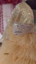 Load and play video in Gallery viewer, BT1453 Golden Glitter Gala Dress - Where Little Dreams Sparkle
