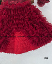 Load image into Gallery viewer, BT636 Crimson Ruffle Gala Dress – A Celebration of Classic Charm
