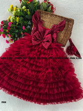 Load image into Gallery viewer, BT636 Crimson Ruffle Gala Dress – A Celebration of Classic Charm
