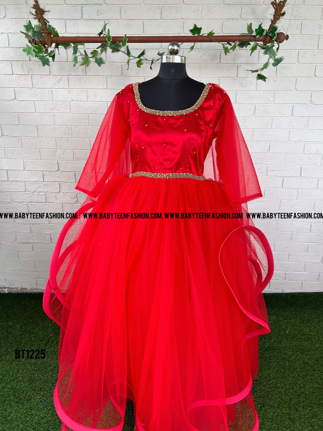 BT1225M Scarlet Elegance: Mother & Baby Gala Ensemble