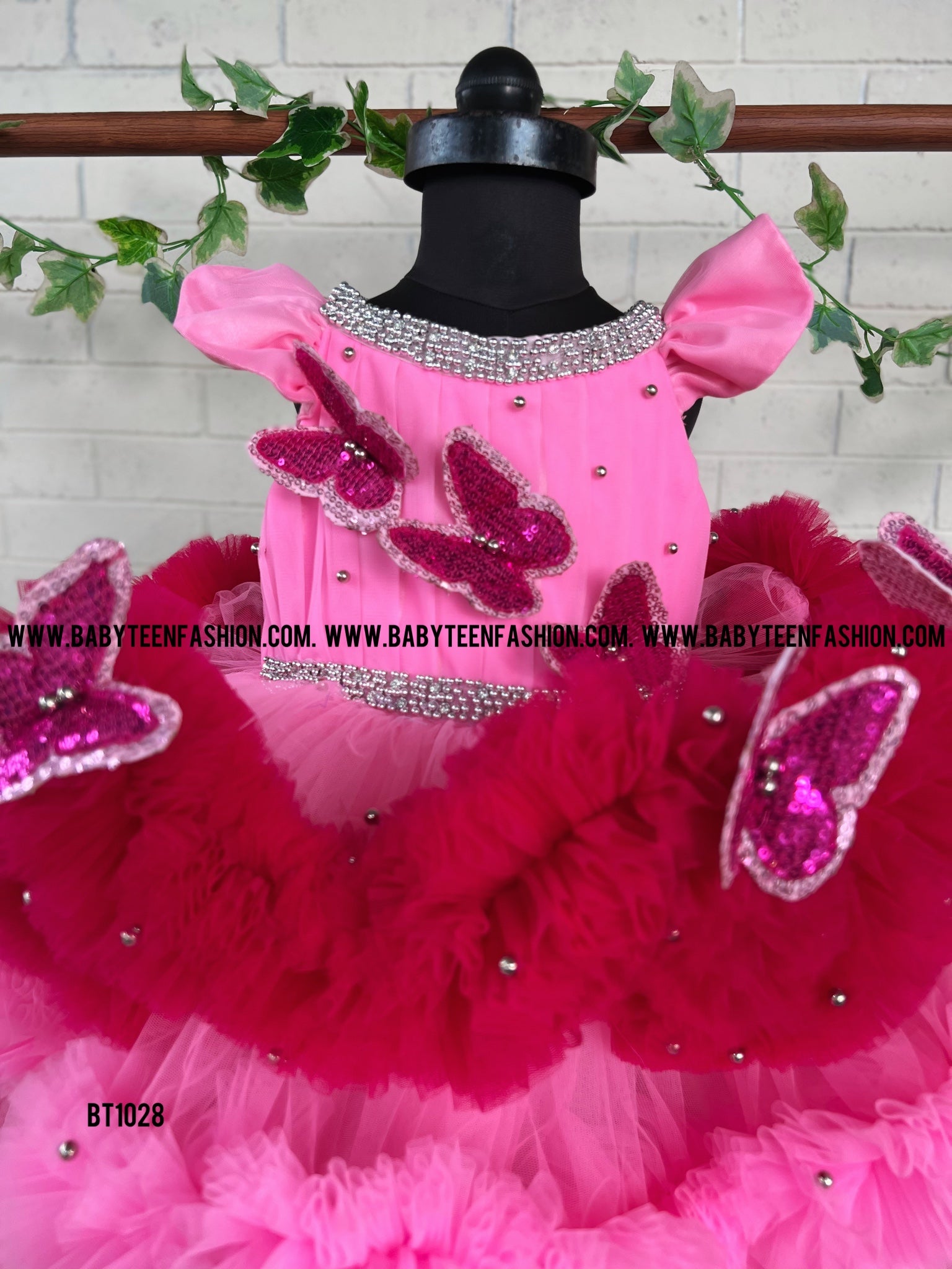 BT1028 Sparkling Pink Butterfly Gown Let Imagination Take Flight